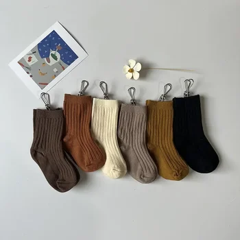1 пара Детский носок Корейская Мода Простота Однотонный Теленок Носок Для Малыша Мальчика Девочки Весна Осень Хлопок Унисекс Школьный Носок