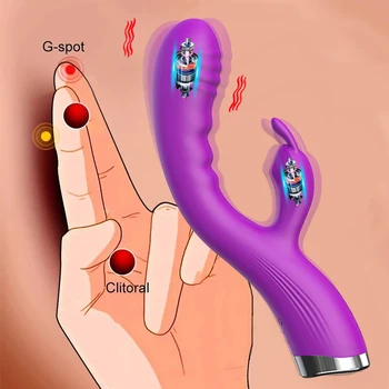 10 Speed G Spot Vibrator Мощный фаллоимитатор Кролик Вибратор для женщин Стимуляция клитора Массаж USB Перезаряжаемая секс-игрушка для взрослых 18
