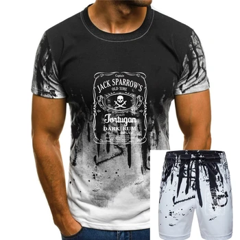 2020 Новая высококачественная футболка Футболка Футболка Тортуган Джека Воробья Темный ром Депп Пиратский фильм Летняя хлопковая футболка