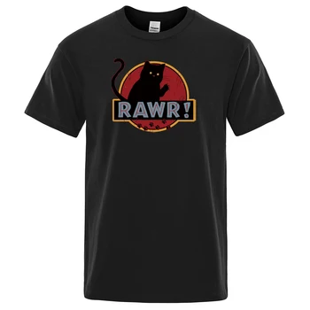 2023 Летняя хлопковая новая мужская футболка Streetwear Rawr Cat Мужская футболка Забавные топы монстров Высококачественные футболки Мужская футболка