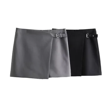 2023 Новые женские черные модные асимметричные юбки Универсальные мини-юбки Весна и осень High Street Mini Slim Fit