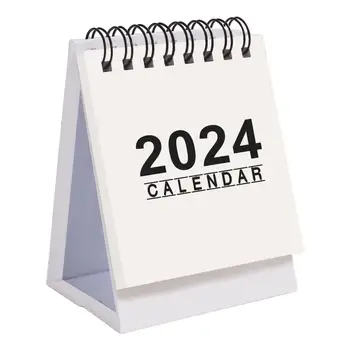 2024 Мини-английский настольный календарь-планировщик на 12 месяцев с января по декабрь Портативный домашний офис Ежемесячное расписание Стоя