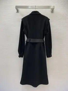 2024 Платье средней длины с поясом - прямой крой, стоячий вырез, новое