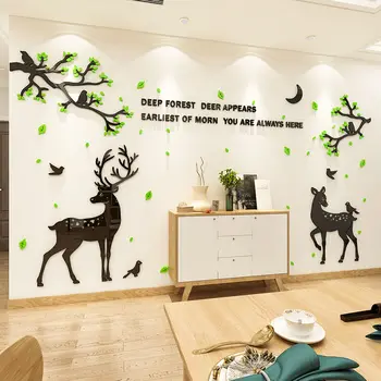 3D мультяшные акриловые трехмерные наклейки на стену спальня гостиная фон стена украшение стены зеркало декоративная покраска
