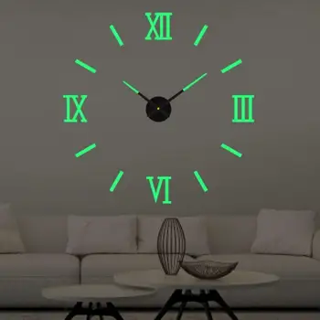 40 см Настенные часы Простые светящиеся цифровые часы Европейские DIY Silent Wall Clock Study Гостиная Без перфоратора Настенные часы