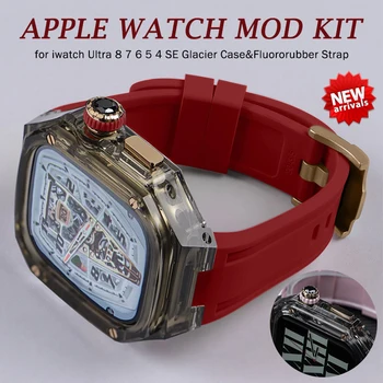 49 мм Комплект модификации для Apple Watch Ultra Band 8 7 45 мм 6 5 4 SE 44 мм Прозрачный чехол Резиновая лента для iWatch 49 мм Refit Mod