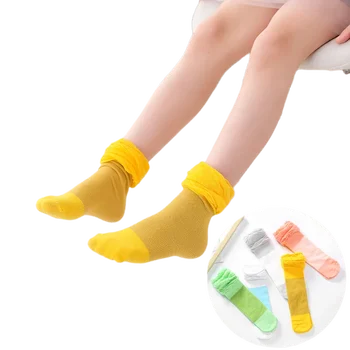 5 пар Один размер 0-6 лет Дети Девочки Красочные многослойные пузырьковые кружевные носки Без дизайна каблука Детские носки для девочек