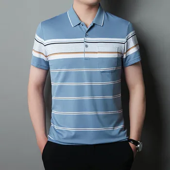 95% хлопок рубашка-поло для мужчин полосатая летняя мягкая одежда с коротким рукавом многоцветная повседневная мужская рубашка-поло корейские топы