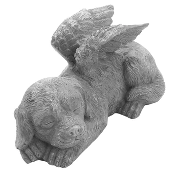 ABSF 2X Собака Ангел Питомец Мемориал Надгробие Маркировка Резная статуя, смола, каменная отделка
