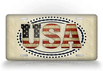 Americana США Номерной знак Винтаж Ретро 4 июля Патриотический Соединенные Штаты Авто Тег-Украшение стены Металлический настенный знак