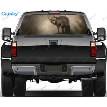Animal - Fox Наклейки на заднее стекло для грузовика,Наклейка на окно пикапа,Тонировка заднего стекла Графическая перфорированная виниловая наклейка на грузовик