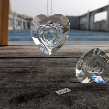 Catmal 1 шт. 44 мм Прозрачная граненая двойная форма сердца Кристалл Кулон Призмы Люстра Часть SunCatcher Ювелирные изделия Ожерелья Ремесло Искусство