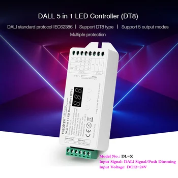 DALI 5 В 1 Светодиодный контроллер DC12V 24V Поддержка диммера DT8 Тип RGBW RGB +CCT Совместимость с MiBoxer DP1S/DP2S/DP3S/DL-POW1