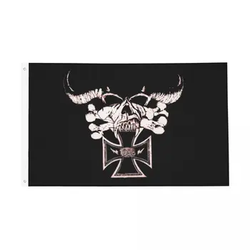 Danzigs Skull Art Flag Двухсторонний открытый баннер Рок-группа Полиэстер Домашняя комната Общежитие Декор стены 90x150 см