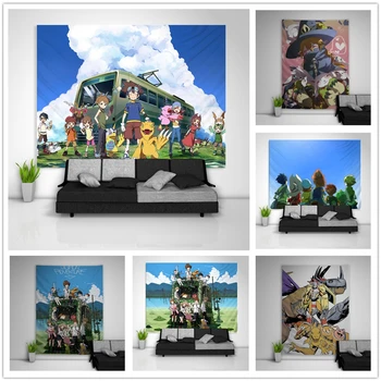 Digimon Adventure Гобелен Искусство Настенный Диван Стол Чехол Кровать Домашний Декор Общежитие Подарок