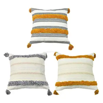  Dropship Марокко Тафтинговая квадратная подушка для чехла Племенная вышивка в стиле бохо Многоцветный полосатый декоративный чехол для подушки