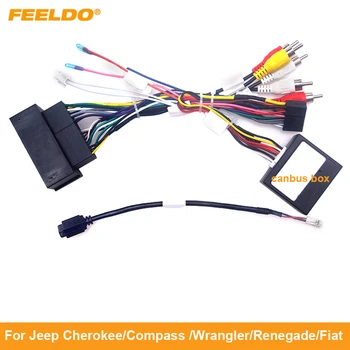 FEELDO Авто 16-контактный жгут проводов Android USB-кабель для Jeep Cherokee 15 ~ 19 / Compass 2017 + / Wrangler / Renegade / Fiat 500