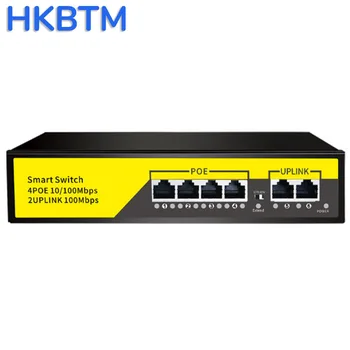 HKBTM Коммутатор POE Сетевой коммутатор Ethernet 100 Мбит/с 4-портовый коммутатор PoE Стандартный инжектор RJ45 для IP-камеры / беспроводной точки доступа / видеонаблюдения