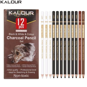KALOUR Carbon Pen 연필 Профессиональный глянцевый белый / черный / красочный углерод канцелярские принадлежности для рисования эскиз карандаш инструмент для рисования