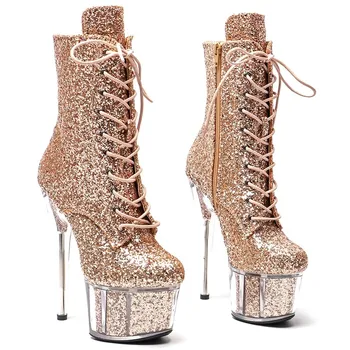 LAIJIANJINXIA Новый 17 см / 7 дюймов PU верхняя танцевальная обувь на высоком каблуке платформа сексуальный ночной клуб женские современные сапоги 251