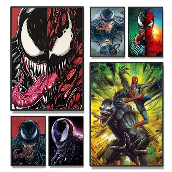 Marvel Venom Человек-паук Мстители Персонажи фильмов Принты Плакат Холст Живопись Современное настенное искусство для гостиной Домашний декор