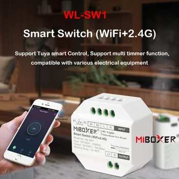 MiBoxer Светодиодный контроллер Wifi + 2.4G Интеллектуальный переключатель RF Push Dimmer WL-SW1 100-240 В Приложение / Голос / Tuya / Пульт дистанционного управления Блокировка от детей WLSW1