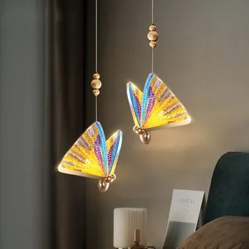Nordic Бабочка Подвесной светильник Люстра Бабочка для гостиной Спальня Прикроватная лестница Подвесная лампа Декоративные лампы