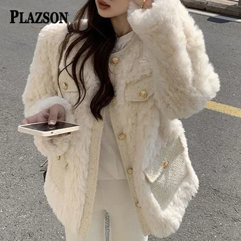 PLAZSON chaquetas para mujeres Французские винтажные пуховики Куртка Парки Зимние пушистые пальто из искусственного меха Женщины Теплое пальто Меховая куртка