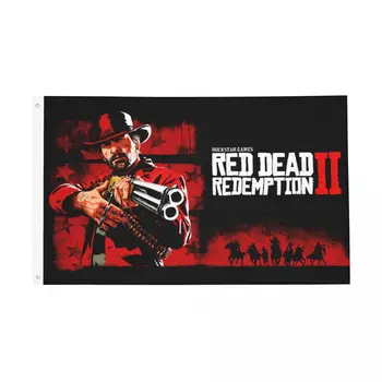 Red Dead Redemption 2 RDR2 Флаг Двухсторонний Наружный Баннер Западный ковбой США Полиэстер Домашняя комната Общежитие Декор стены