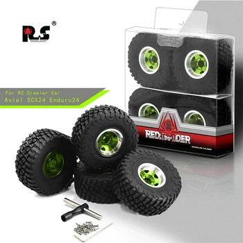 RS RC Mud Terrain Шины 1.0 Beadlock Колесные диски Набор для 1/24 RC Гусеничный автомобиль Axial SCX24 FMS FCX24 Enduro24 AX24 (W1049-T1007)