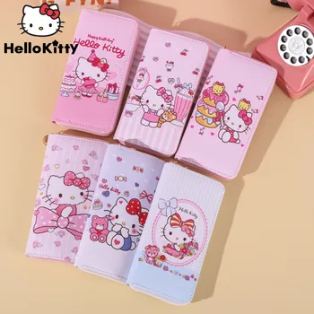 Sanrio Hello Kitty Модные кошельки Мультфильм Печатный Студент Милые Кошельки На Молнии Y2K Девушка Эстетические Сумки Женщины Карты Карманные Держатели