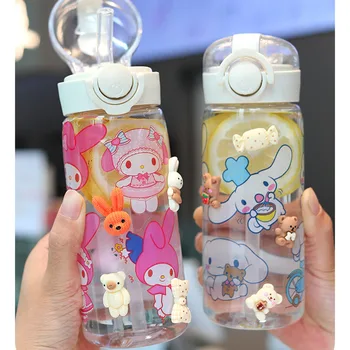 Sanrio Kawaii Аниме Cinnamoroll Новая чашка Высокий уровень внешнего вида Чашка для воды Милая мультфильм На открытом воздухе Портативные пластиковые игрушки для детей