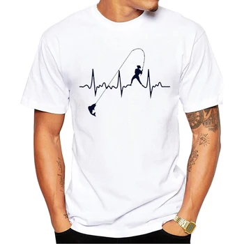 TEEHUB Новейшая мужская футболка с принтом Heartbeat Summer Basic Art Футболки с коротким рукавом O-образным вырезом Забавные футболки