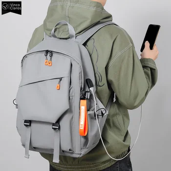 VC Мужской водонепроницаемый рюкзак Простой твердый городской человек USB s для мужчин Легкая пригородная сумка для ноутбука Trend Школьная сумка