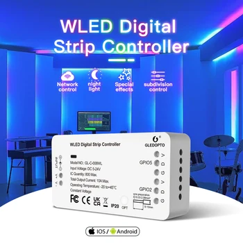 WLED Контроллер светодиодной ленты 5-24 В WiFi APP Управление более чем 100 режимами динамического освещения DIY 800 IC для светодиодной ленты RGB RGBW