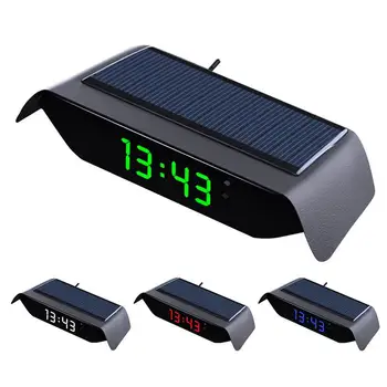 Автомобильные часы Автомобильные цифровые часы с термометром с датой и временем Температура Солнечная батарея USB Заряженный универсальный беспроводной автомобильный HUD