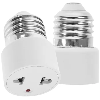  Адаптер розетки лампочки Преобразователь E27 Цоколь Лампочка к 2-контактной вилке Белый держатель лампы Винт гнезда лампы Светодиодная лампа