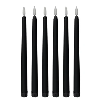 Беспламенные свечи с черным конусом - 11 дюймов (около 27,9 см), 6, питание от батареек, светодиодная вспышка с фитилем, настройка времени