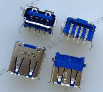 Бесплатная доставка Для Foxconn USB2.0A ТИП женский 4P 90 градусов изогнутый под углом USB-порт для зарядки данных розетка для зарядки данных синий резиновый сердечник