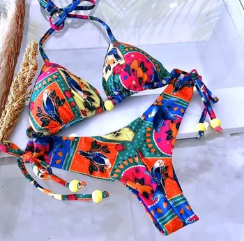 бразильский сплит женский принт бикини с рисунком сексуальный дизайн бикини купальники пуш-ап купальники высокое качество сюрприз подарок swimwea