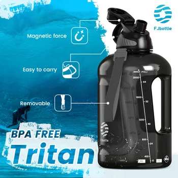 Бутылка для воды FEIJIAN, большая бутылка для воды 1,6 / 2,6 л, портативная, большой емкости для спорта, фитнеса, чашка для воды для кемпинга на открытом воздухе