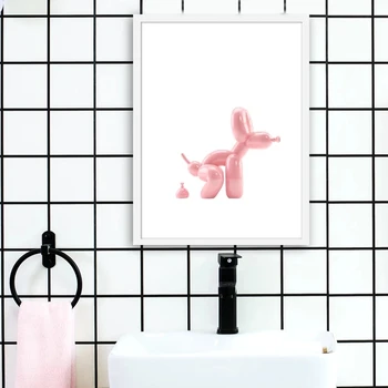 Воздушный шар Собака Принт Современный плакат Ванная комната Настенный декор Туалет Знак Украшение Дома Современное искусство Картина Живопись Настраиваемый