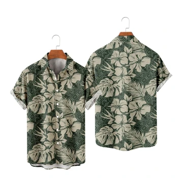 Гавайские мужские летние футболки оверсайз Набор рубашек с рисунком попугая для мужчин / женщин Пляжные рубашки унисекс Комплект рубашек с коротким рукавом