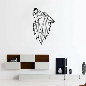 Геометрические наклейки на стены с волком и животным, абстрактные виниловые водонепроницаемые наклейки на стену, домашняя современная настенная отделка