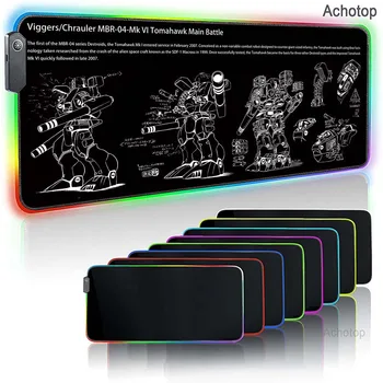 Городская техника RGB Игровой коврик для мыши Mecha Mousemat Нескользящие резиновые коврики Большой настольный коврик LED Клавиатура Коврик для ПК 90x40 см XXXL Коврик для мыши