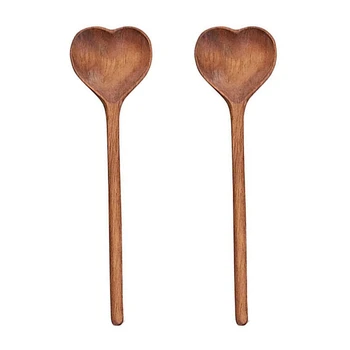 Деревянные ложки в форме сердца (2 шт.) - маленькие деревянные ложки для приправ, соли, сахара