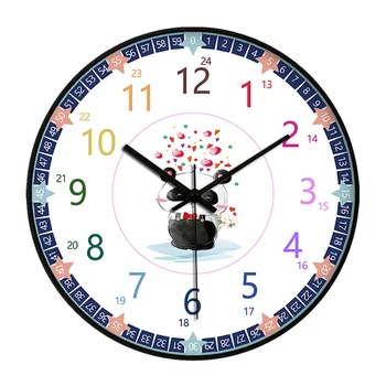  Дети Обучение Настенные часы Время Учитель для изучения времени Бесшумные нетикающие арабские цифры Часы для детской комнаты Легко читается