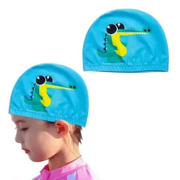 Детская шапочка для плавания Дышащая шапка бассейна с мультяшным принтом для детей Высокая эластичность Быстросохнущая шапка для купания для защиты ушей