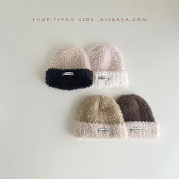 Детские шапки осень и зима новые колор-блок INS колоражные шапки трикотажные шапки для мальчиков модные шерстяные шапки для девочек
