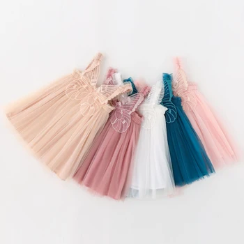 Детское летнее платье для девочки Kawaii Angel Wing Fairy Puffy Платье для малышей Принцесса Платье для девочек День рождения Платья Одежда для девочек